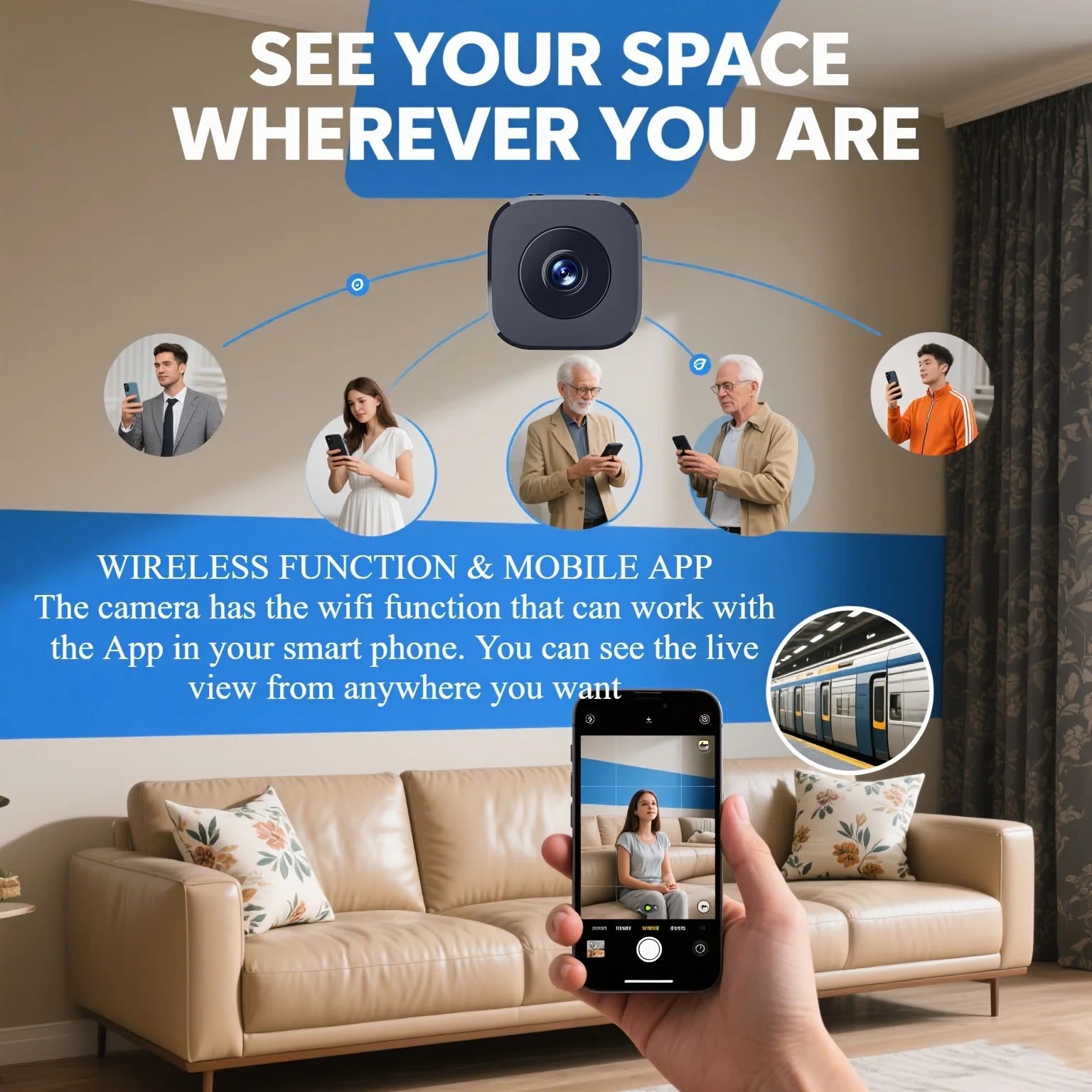 1080P HD mini WiFi kamera – vnitřní bezpečnostní a dohledová kamera, monitor pro miminko, kamera s nočním viděním, IP kamera se záznamem zvuku a videa.